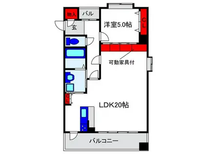 クロツヴィア桜塚(1LDK/4階)の間取り写真