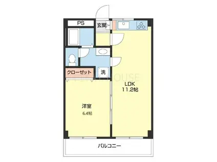箕西マンション(1LDK/2階)の間取り写真