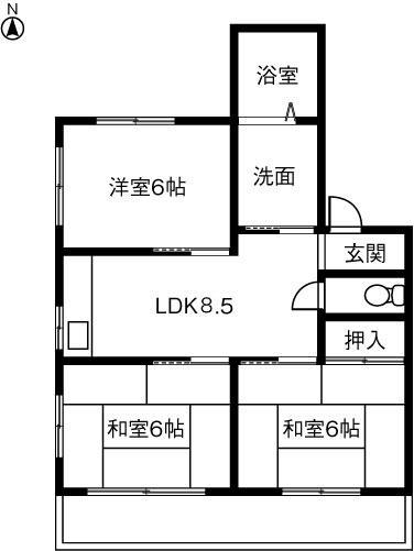 モアハイツイマエダ(3DK/3階)の間取り写真