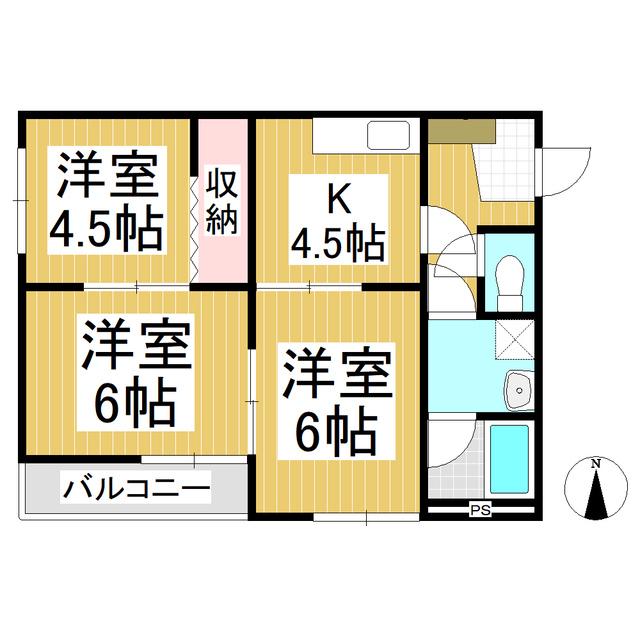 村越第一マンション(3DK/2階)の間取り写真