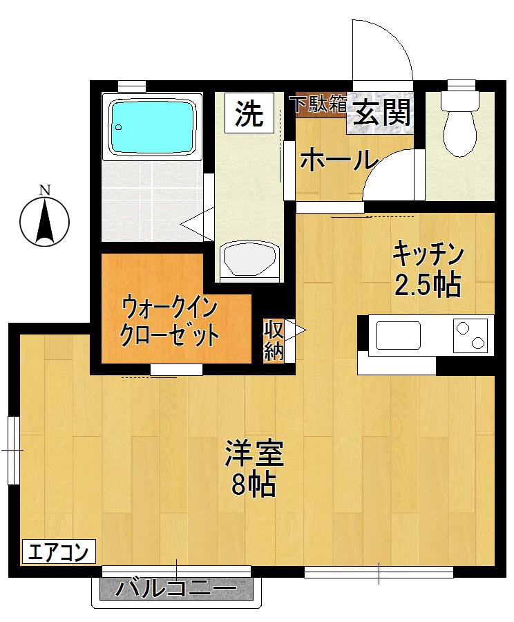 ボナール(1K/2階)の間取り写真