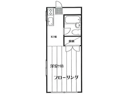 岩崎様方(1K/1階)の間取り写真