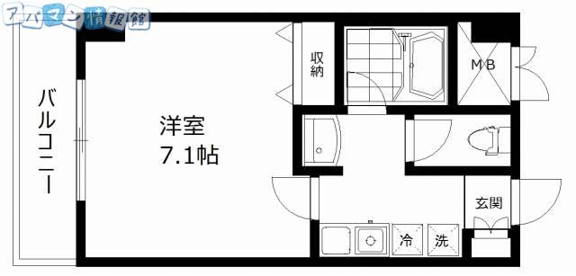 グランディール壱番館(1K/6階)の間取り写真