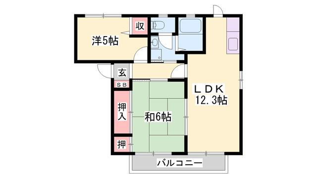 クローバー藤田(2LDK/1階)の間取り写真