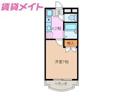 ピセスベルデ茂福(1K/2階)の間取り写真