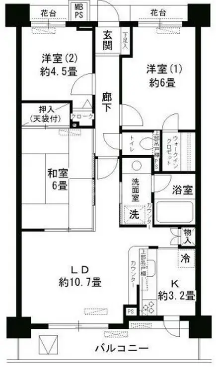 コスモ葛西臨海公園ロイヤルコート 6階階 間取り