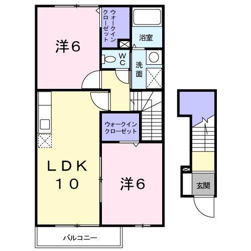 バンブーフォレスト(2LDK/2階)の間取り写真
