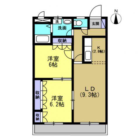 グリーンビル(2LDK/2階)の間取り写真