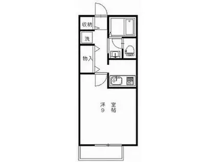 陽だまりハイツ2000B(1K/1階)の間取り写真