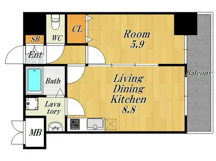 S-FORT福島LALUNA(1LDK/4階)の間取り写真