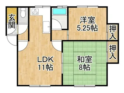 コーポまつなが(2LDK/1階)の間取り写真