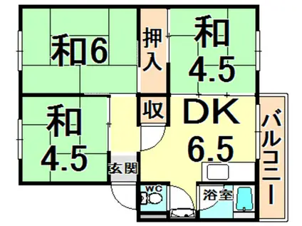 伊丹鴻池(3DK/4階)の間取り写真