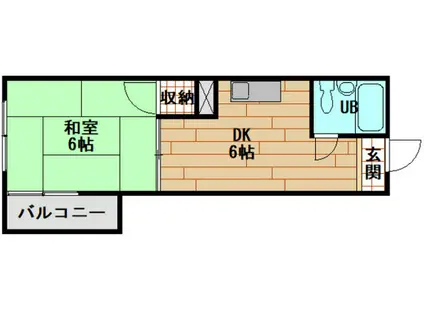 コーポ安留(1DK/2階)の間取り写真