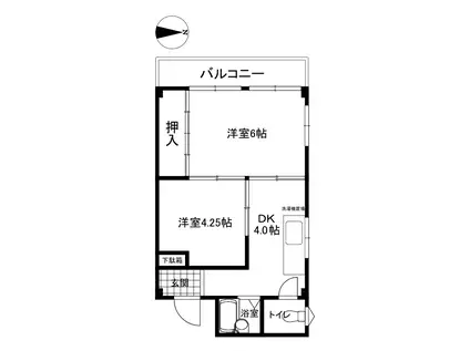 ルピナスかつらぎB(2K/1階)の間取り写真