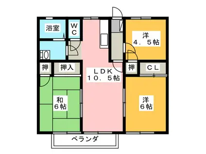 シティハイムリバティC(3LDK/2階)の間取り写真