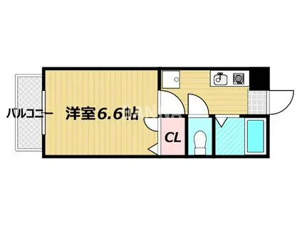 グリーンパキラ(1K/2階)の間取り写真