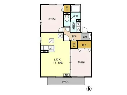 ヴィルヌープVI(2LDK/1階)の間取り写真