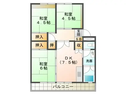 上浜団地(3DK/8階)の間取り写真