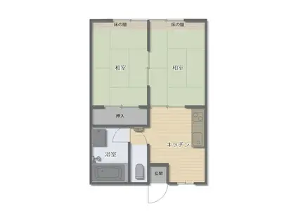横堀アパート(2K/2階)の間取り写真