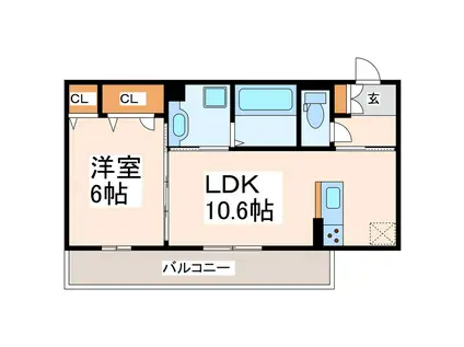 アクアフェリーチェ A棟(1LDK/1階)の間取り写真