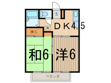 ロスピック葉山B(2DK/2階)の間取り写真