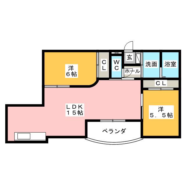 T・Mグローブ(2LDK/3階)の間取り写真
