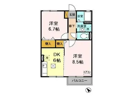 メゾンエクレール(2DK/1階)の間取り写真