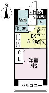 コーラルトップ(1DK/3階)の間取り写真