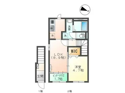 カーサ・ニーノ(1LDK/2階)の間取り写真