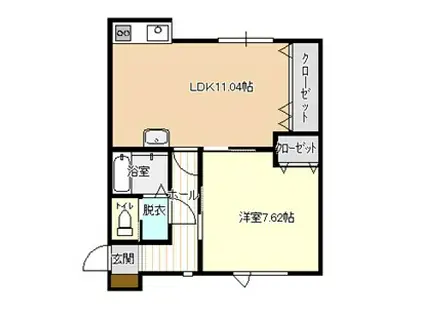 コーポ園B(1LDK/1階)の間取り写真