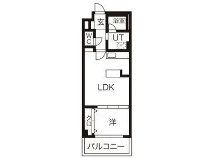 ハイリスベーネ池下(1LDK/1階)の間取り写真