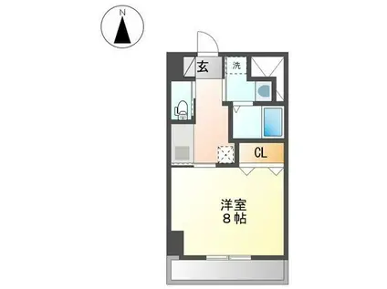 レジデンスヒルズ ザ ワカヤマ(1K/9階)の間取り写真