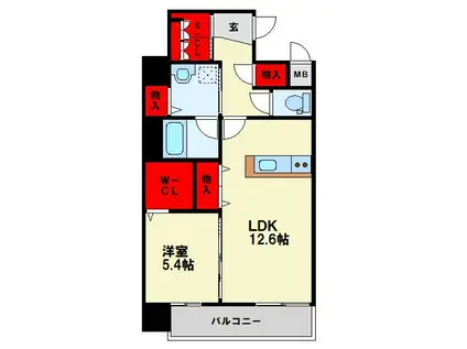 RISO/CORE黒崎(1LDK/9階)の間取り写真