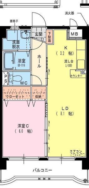 ユーミー和知川原(1LDK/4階)の間取り写真