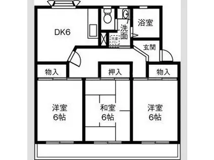 衣浦マンションC棟(3DK/3階)の間取り写真