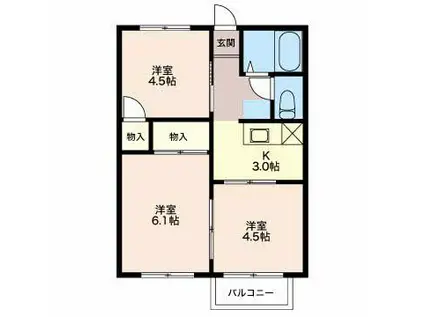 ハイツ河合(3K/1階)の間取り写真