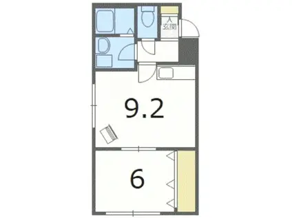 リベア発寒(1LDK/2階)の間取り写真