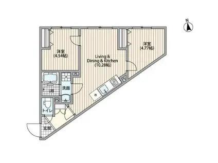 プラティーク代々木上原ウエスト(2LDK/1階)の間取り写真