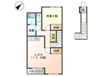 サンテラスN(1LDK/2階)の間取り写真