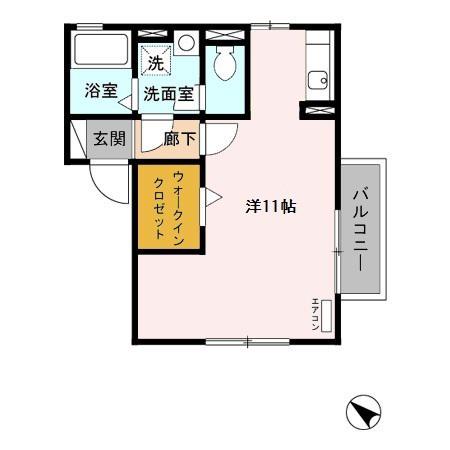 コンフォールII(ワンルーム/2階)の間取り写真