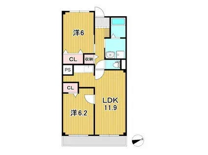 ホリゾーンアウローラ(2LDK/1階)の間取り写真