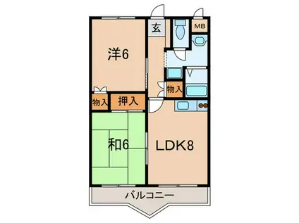 コンフォート南塚口P-2(2LDK/3階)の間取り写真