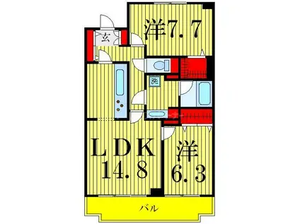 アコール北千住(2LDK/3階)の間取り写真