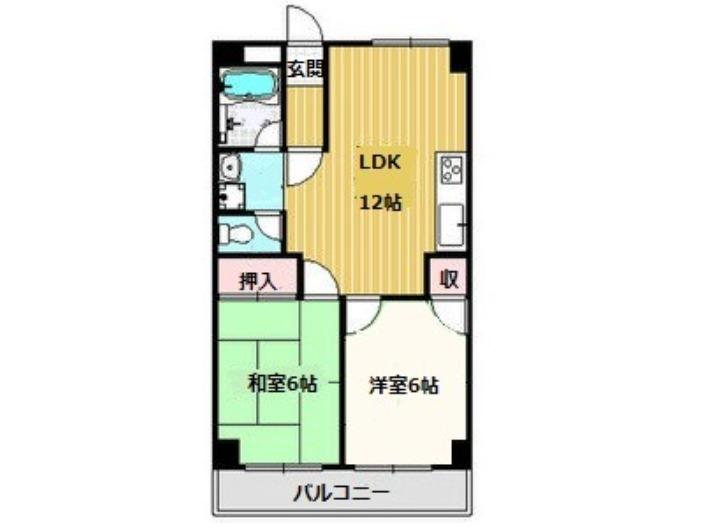 コーポ南千里(2LDK/1階)の間取り写真