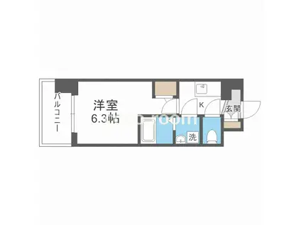 エスリードレジデンス大阪福島イースト(1K/6階)の間取り写真