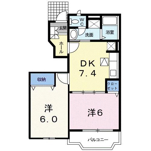 アバンツァート・II(2DK/1階)の間取り写真