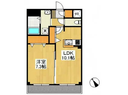 フォブール放駒(1LDK/1階)の間取り写真