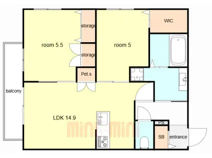 LA VITA摂津本山(2LDK/3階)の間取り写真