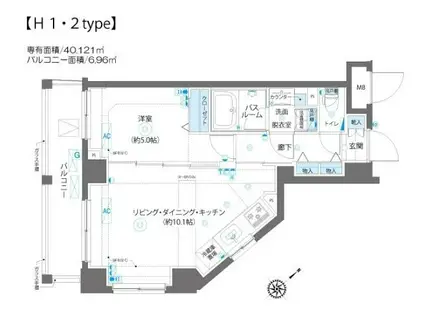 AELL蒲田南(1LDK/6階)の間取り写真