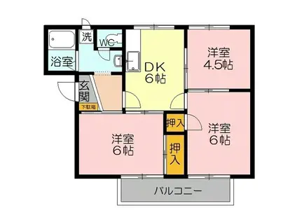 エスポワールワン(3DK/1階)の間取り写真